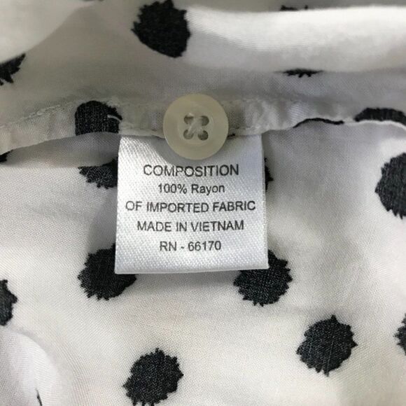 Anthro Maeve Women White Blouse Polka Dots Small - Picture 9 of 11